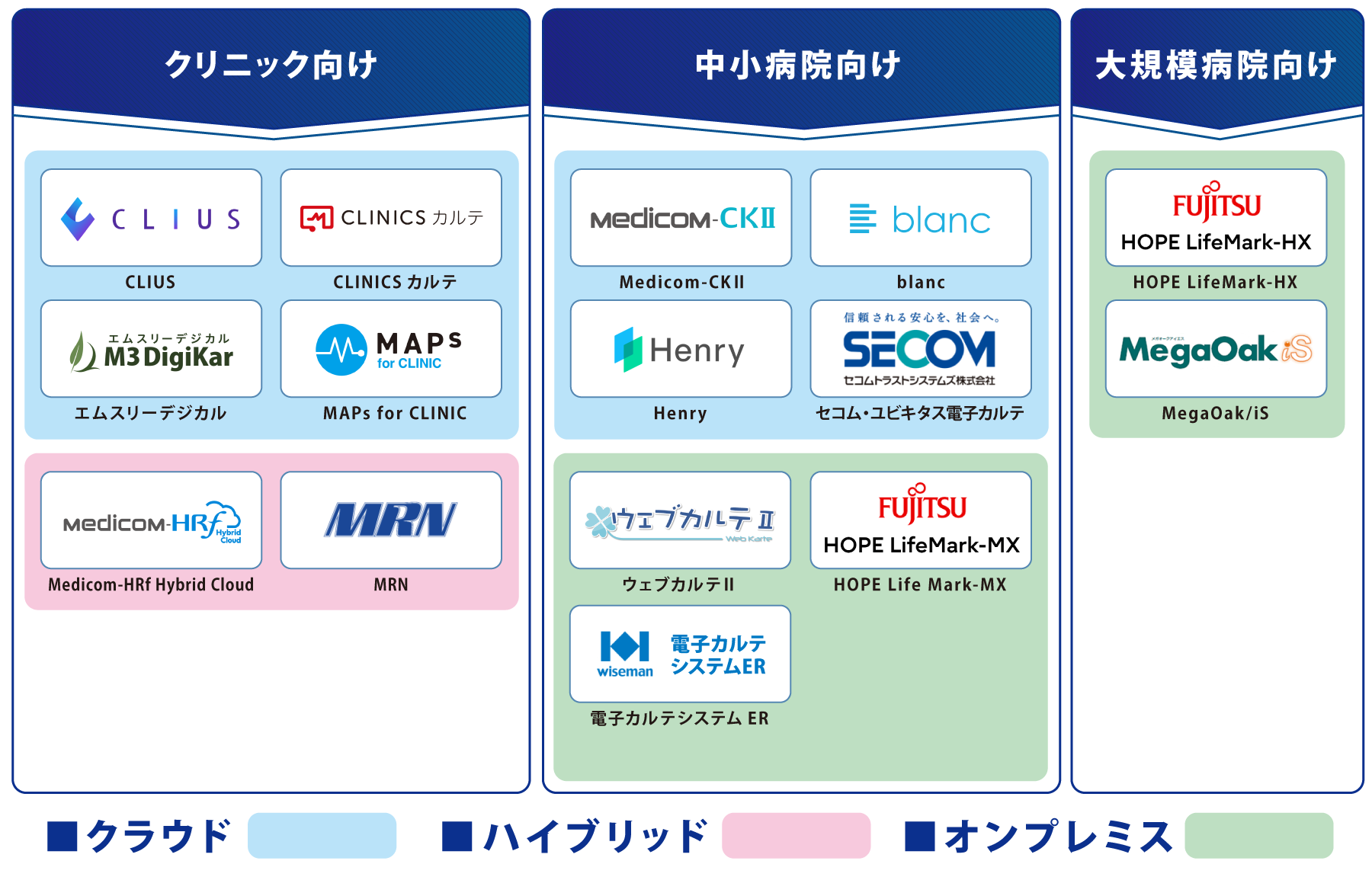 規模・タイプ別 クラウド型の電子カルテ 図解