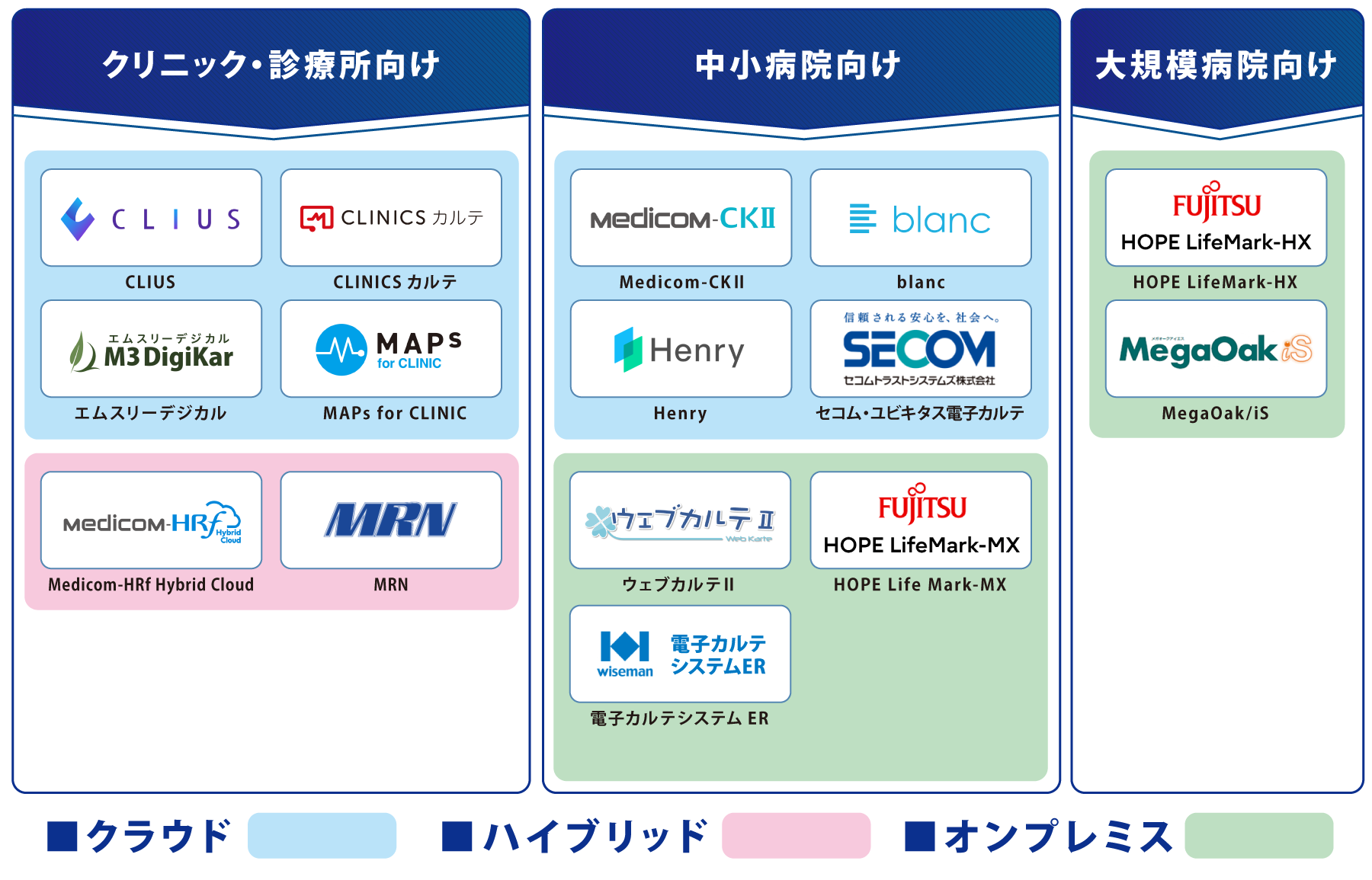 規模・タイプ別 クラウド型の電子カルテ 図解