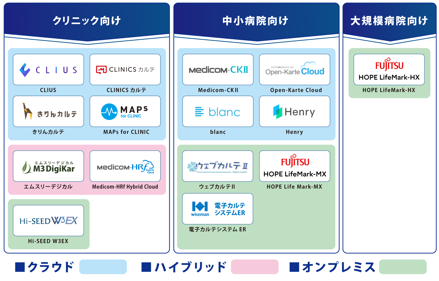 規模・タイプ別 クラウド型の電子カルテ 図解