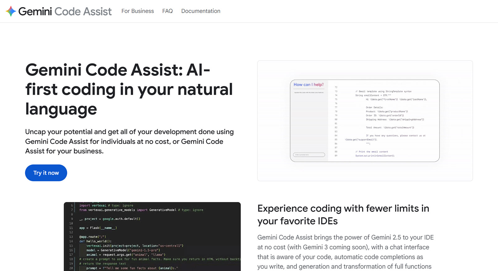 Gemini Code Assist公式Webサイト
