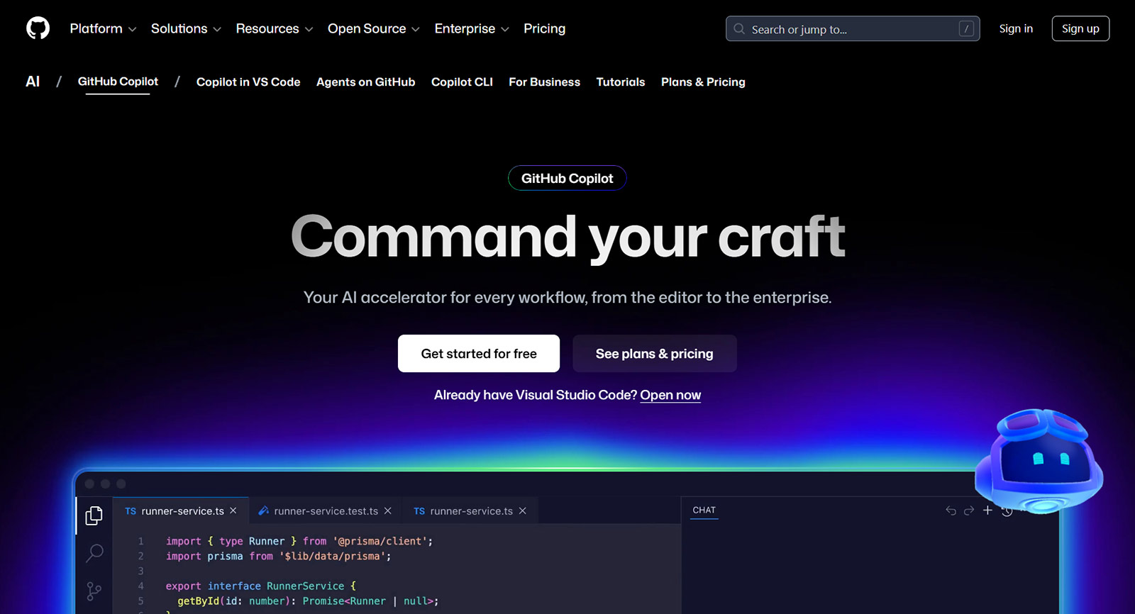 GitHub Copilot公式Webサイト