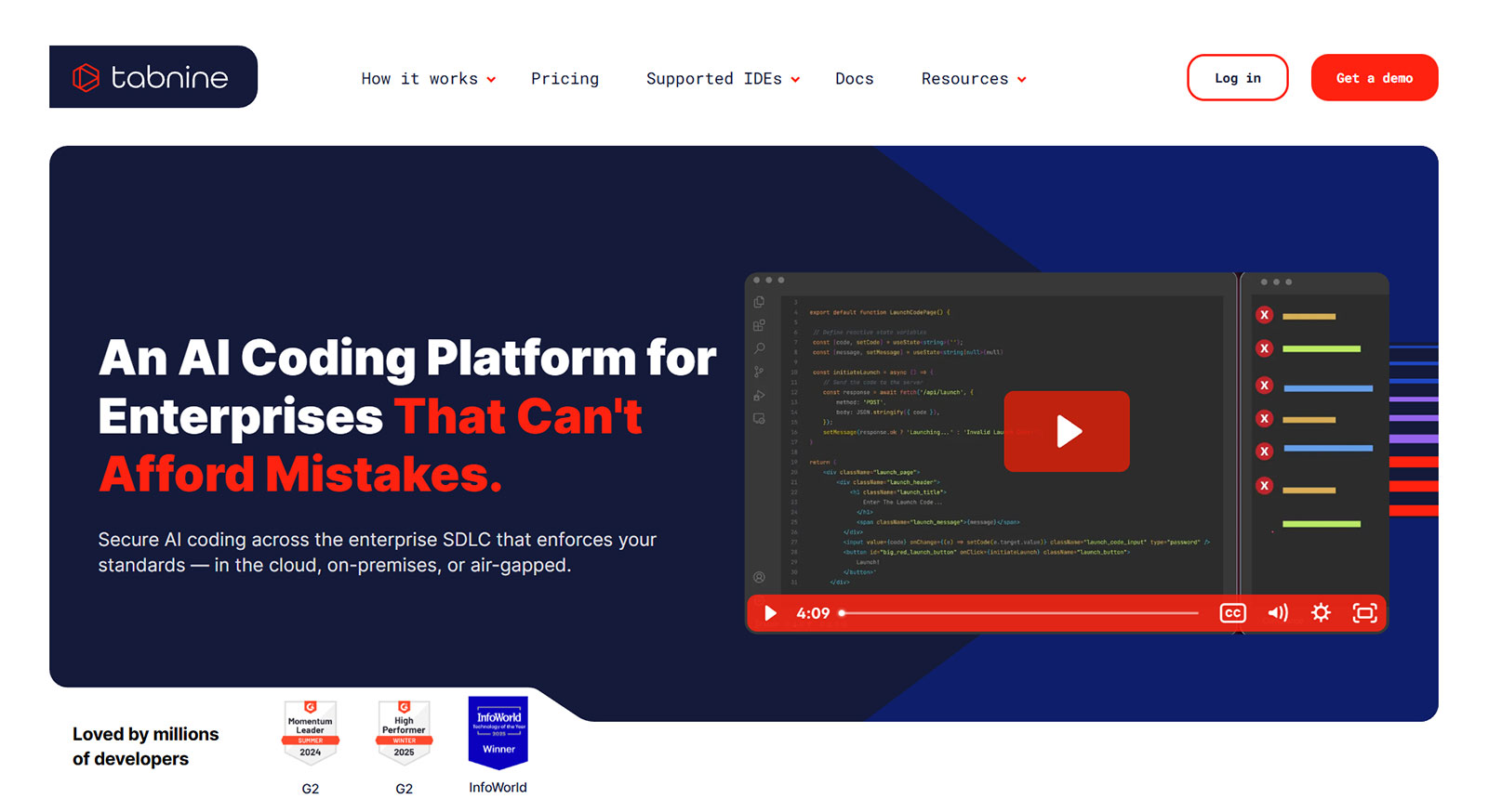 Tabnine公式Webサイト