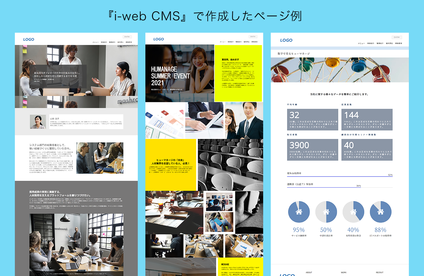「i-web CMS」で作成したページ例