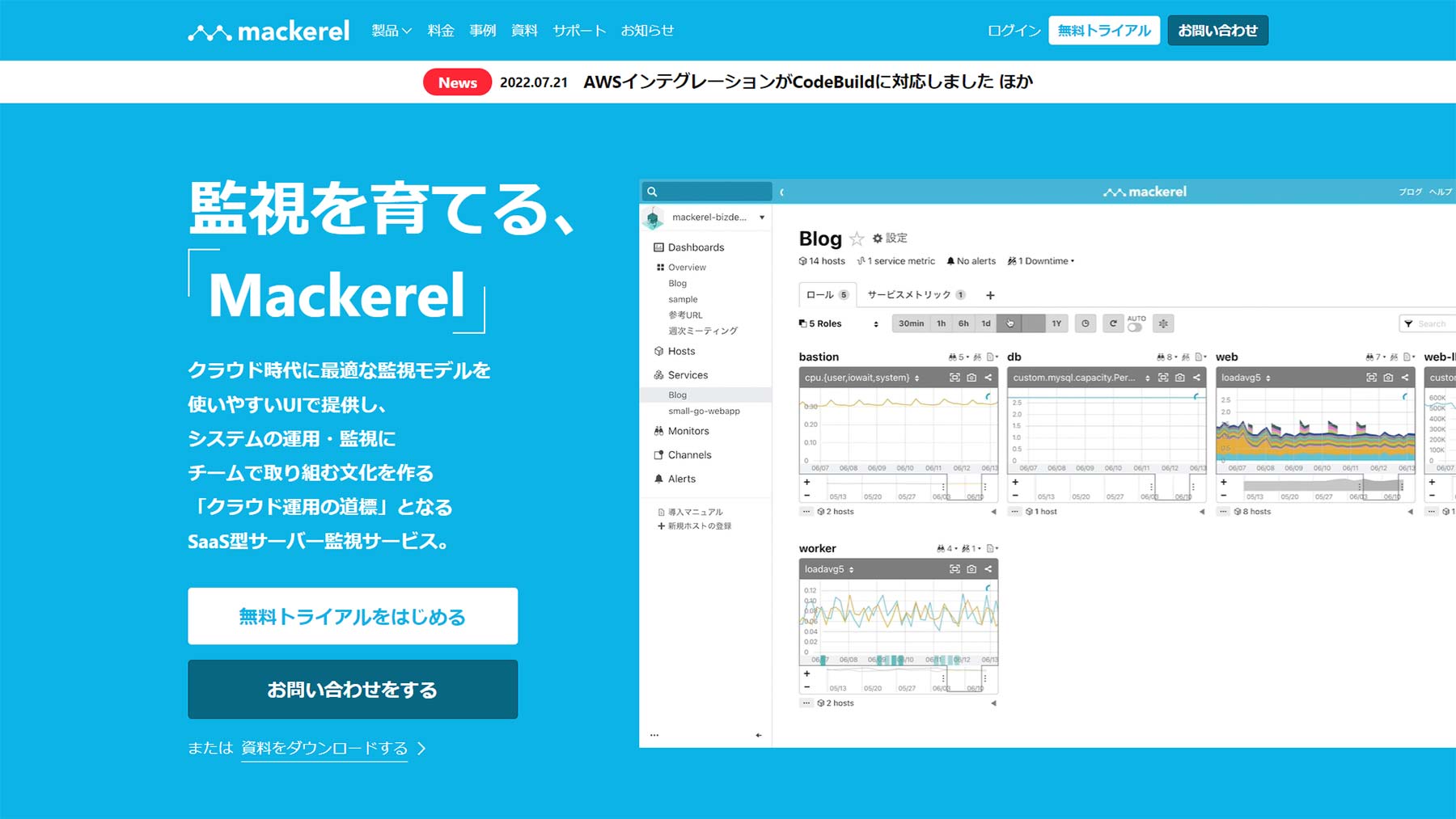 Mackerel公式Webサイト