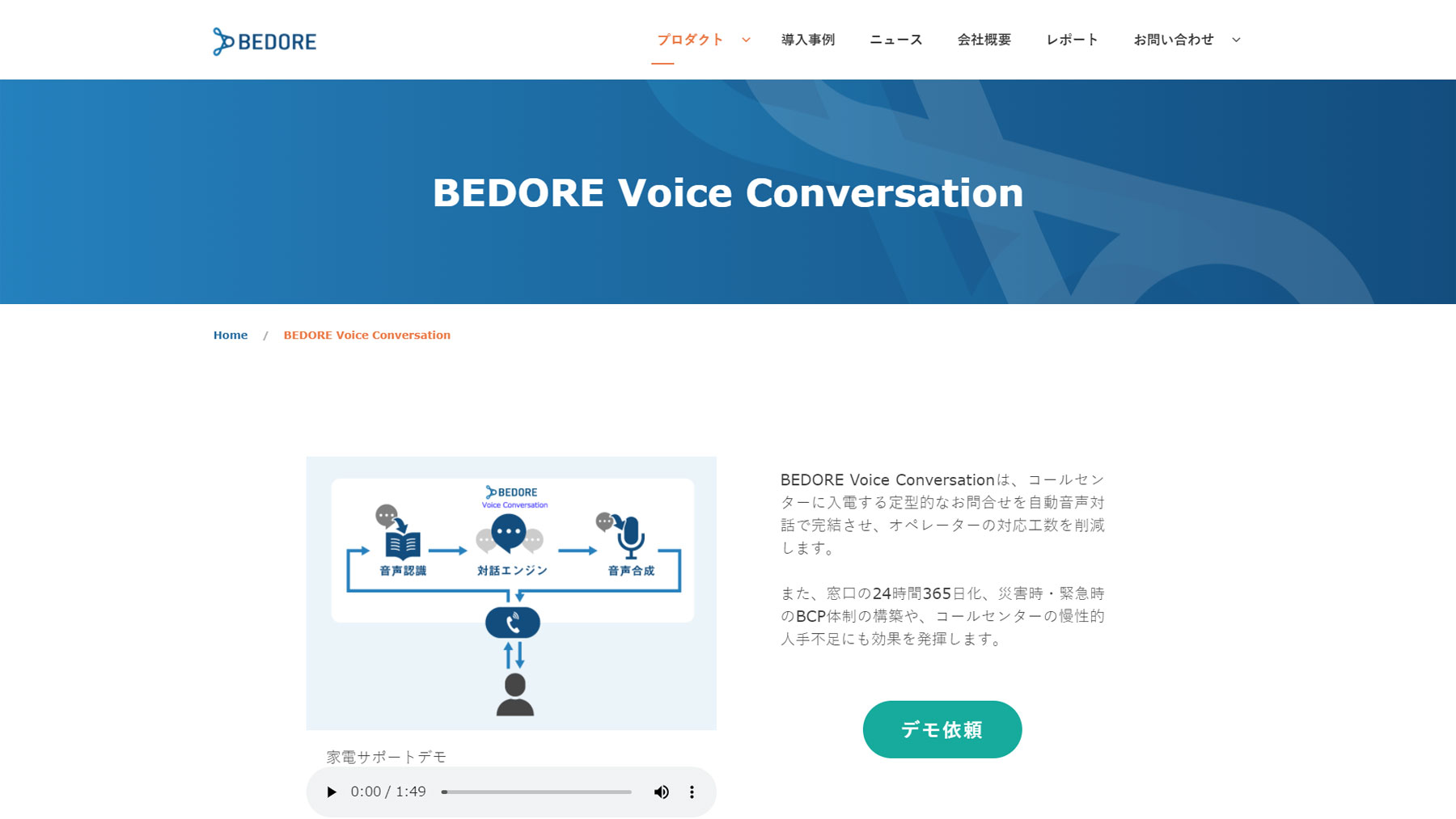BEDORE Voice Conversation公式Webサイト