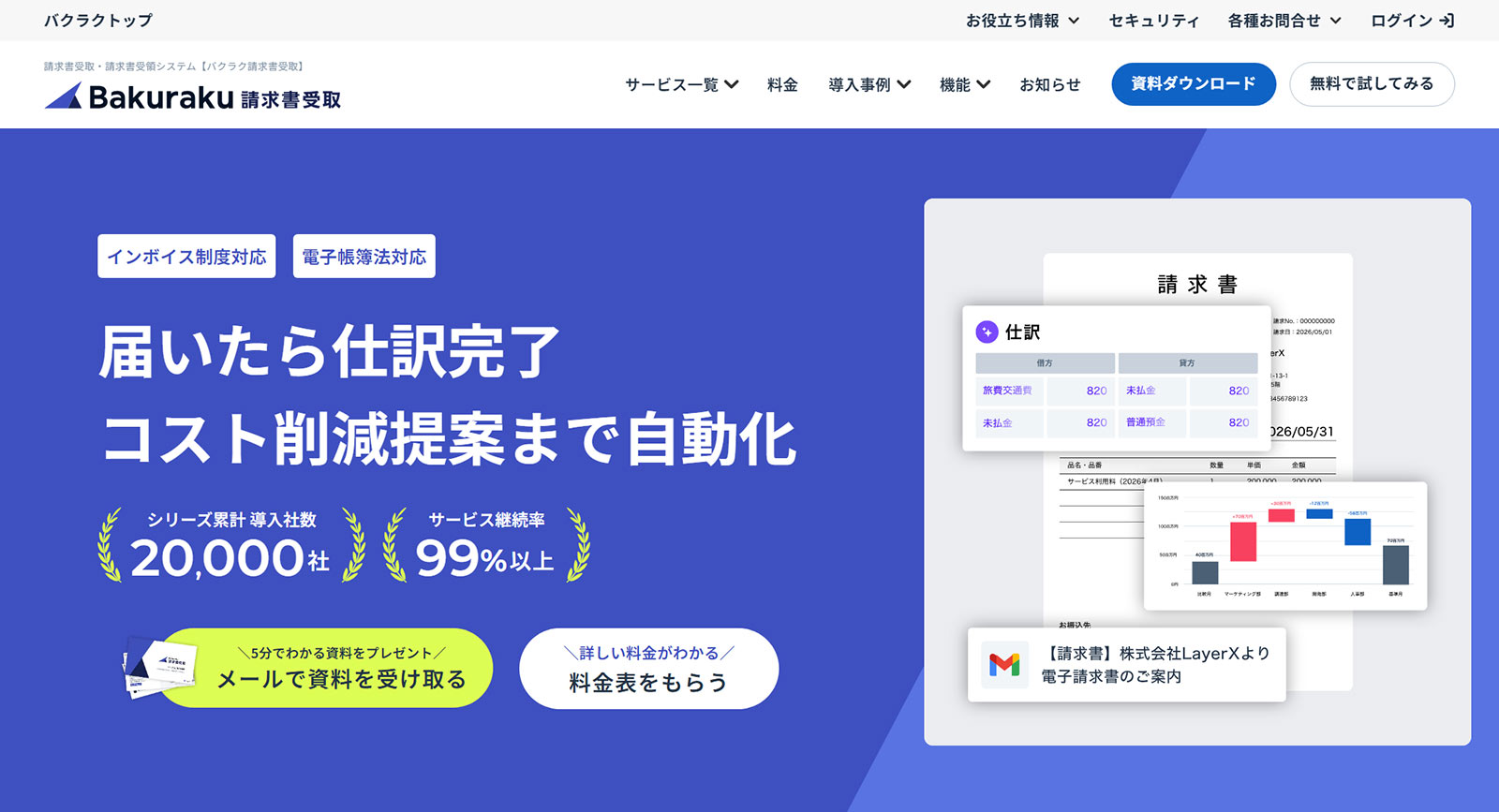 バクラク請求書受取公式Webサイト