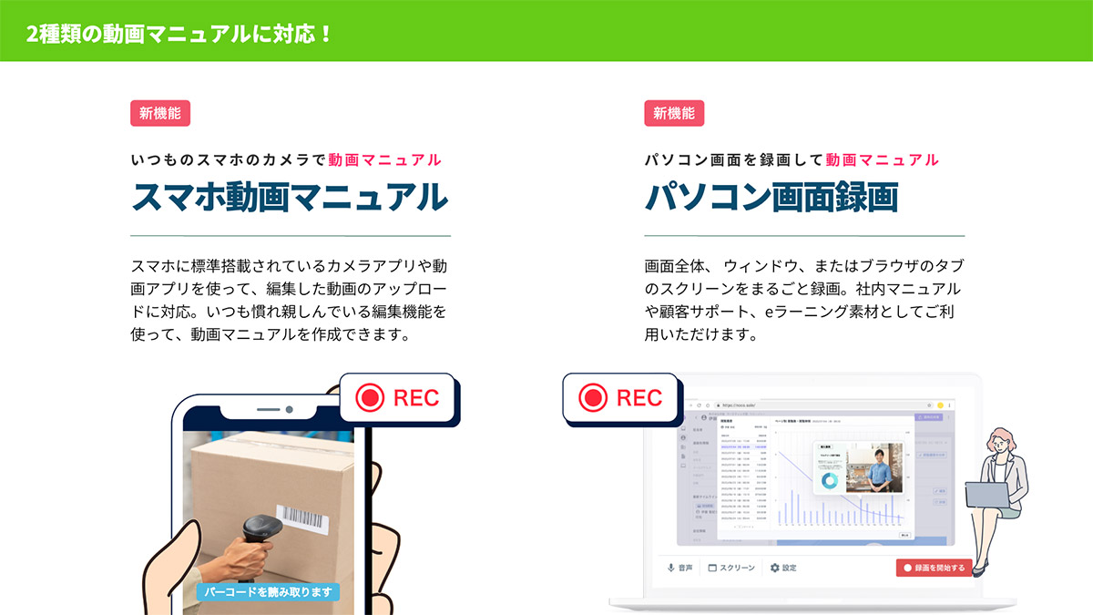 スマホで撮影した動画をそのまま動画マニュアルとして利用できます