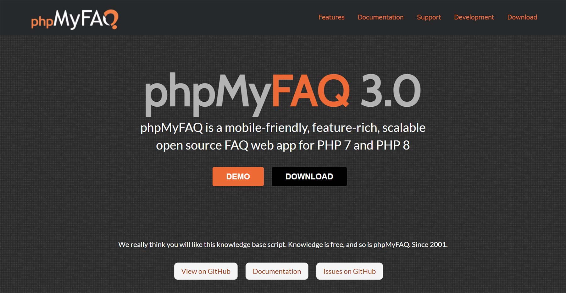 phpMyFAQ公式Webサイト