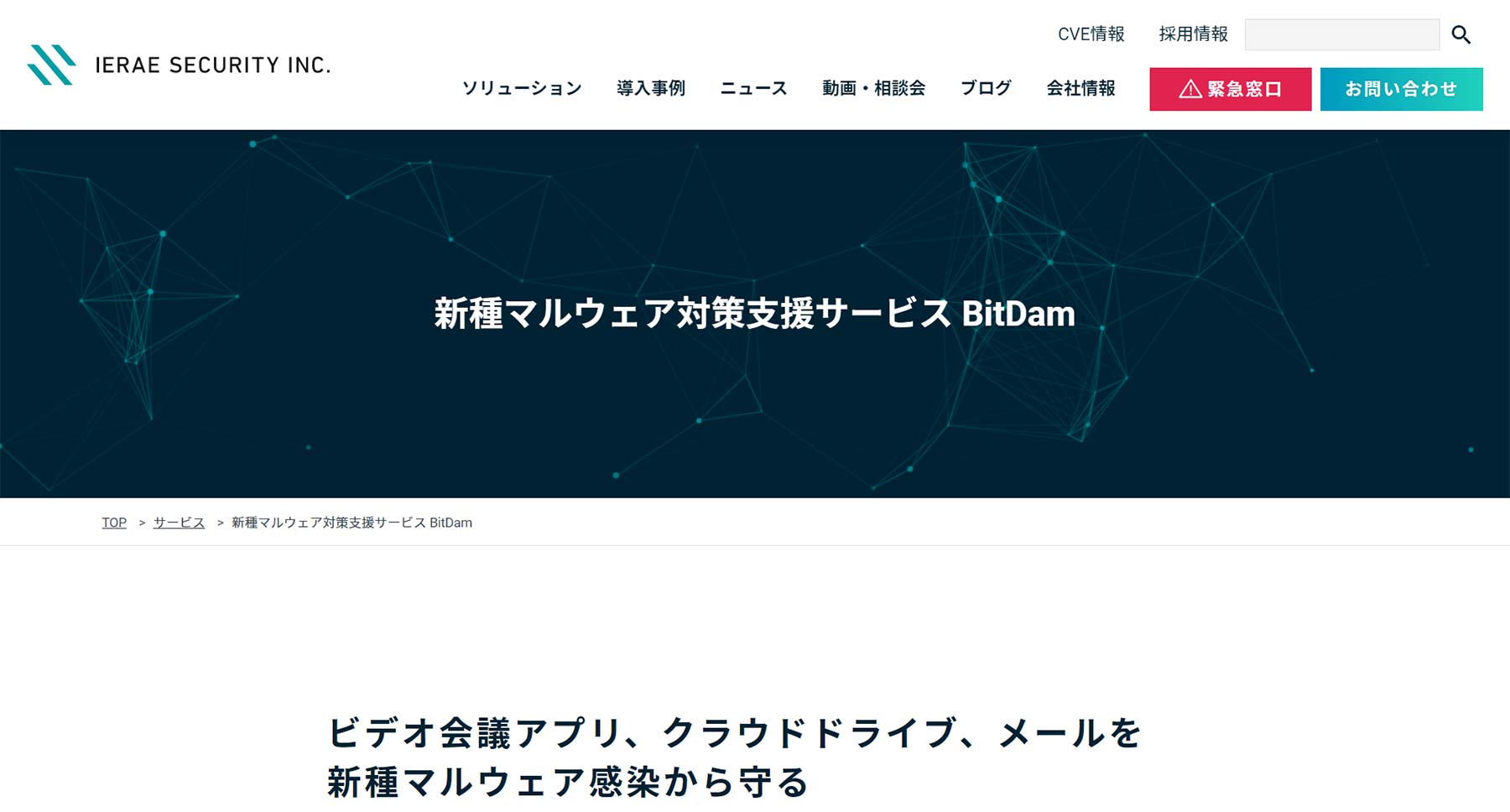 新種マルウェア対策支援サービス BitDam公式Webサイト