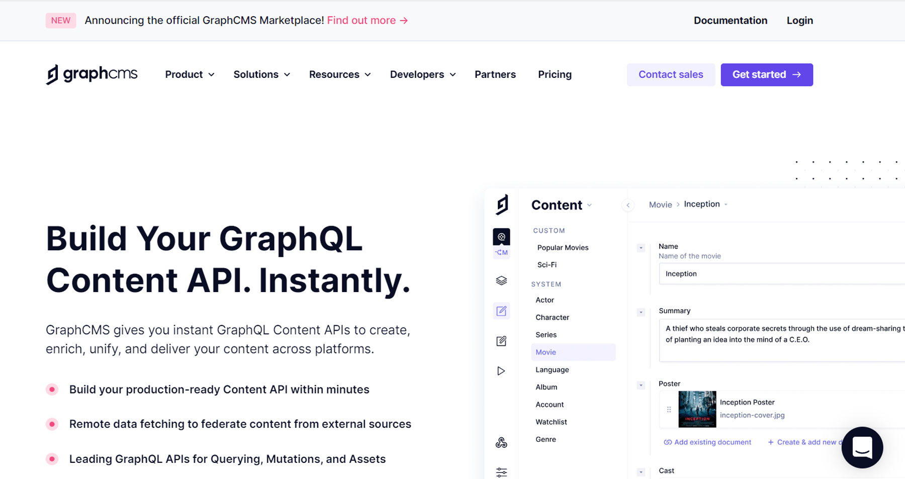 GraphCMS公式Webサイト