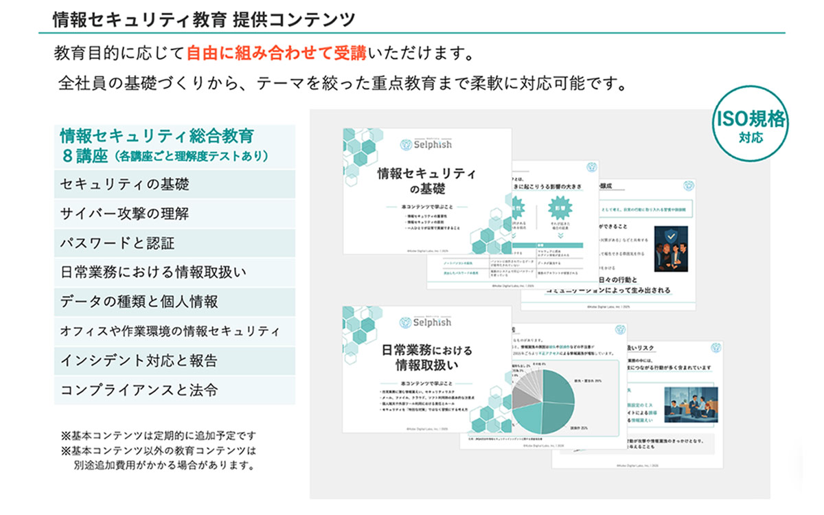 訓練と⼀気通貫で実施可能な「組織全体の情報セキュリティ教育」