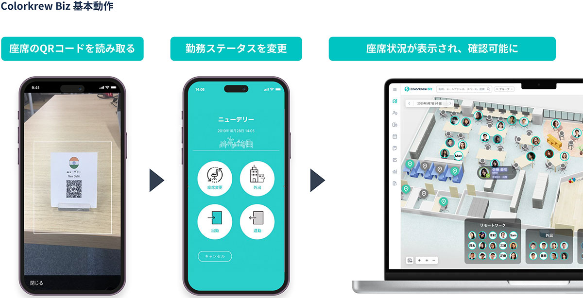 Colorkrew Bizは、座席管理や会議室予約の工数を削減するビジネスコンシェルジュツールです