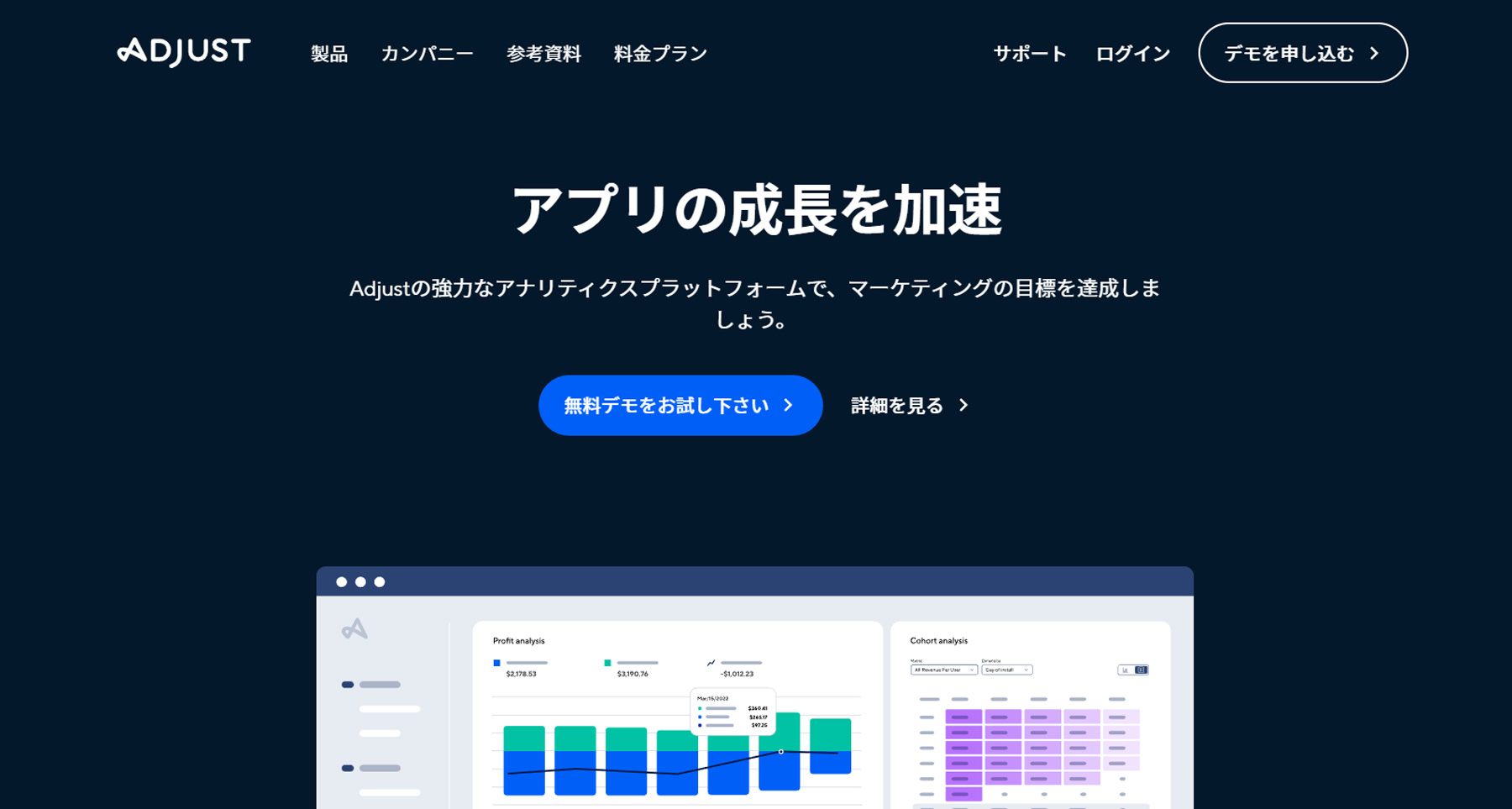 Adjust公式Webサイト