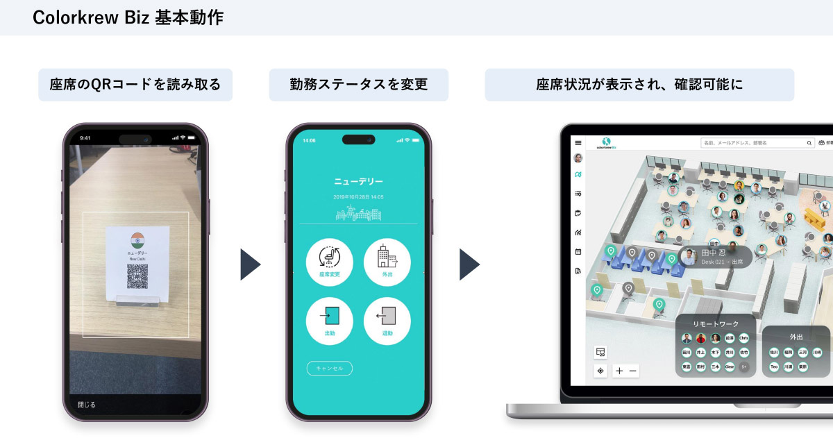 Colorkrew Bizは、座席管理や会議室予約の工数を削減するビジネスコンシェルジュツールです
