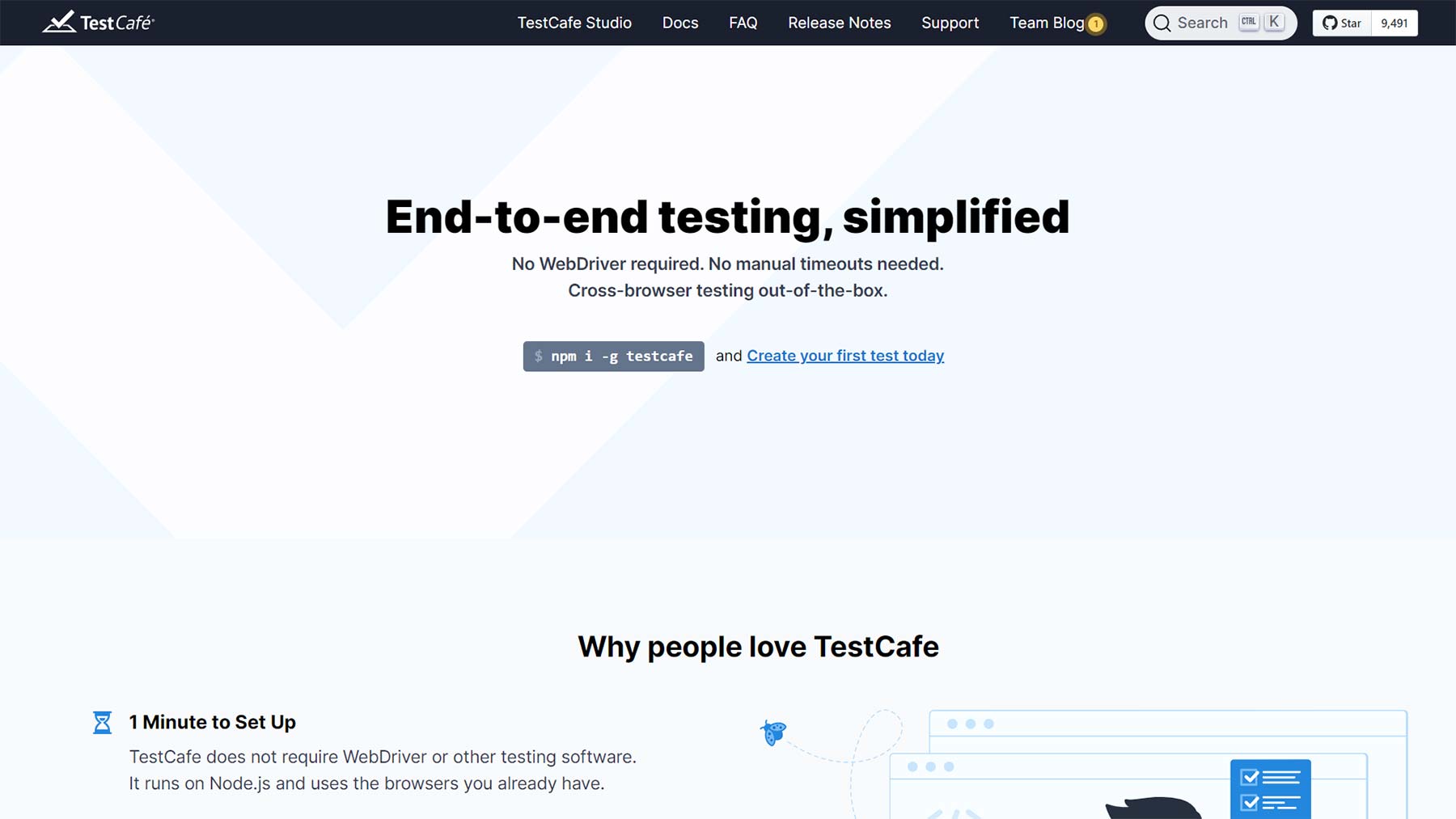 TestCafe公式Webサイト