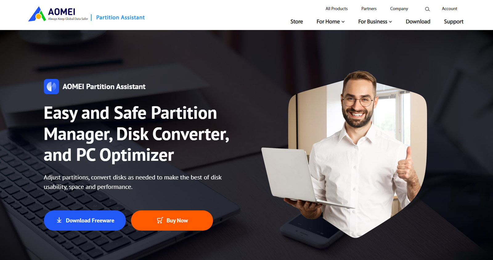 AOMEI Partition Assistant公式Webサイト