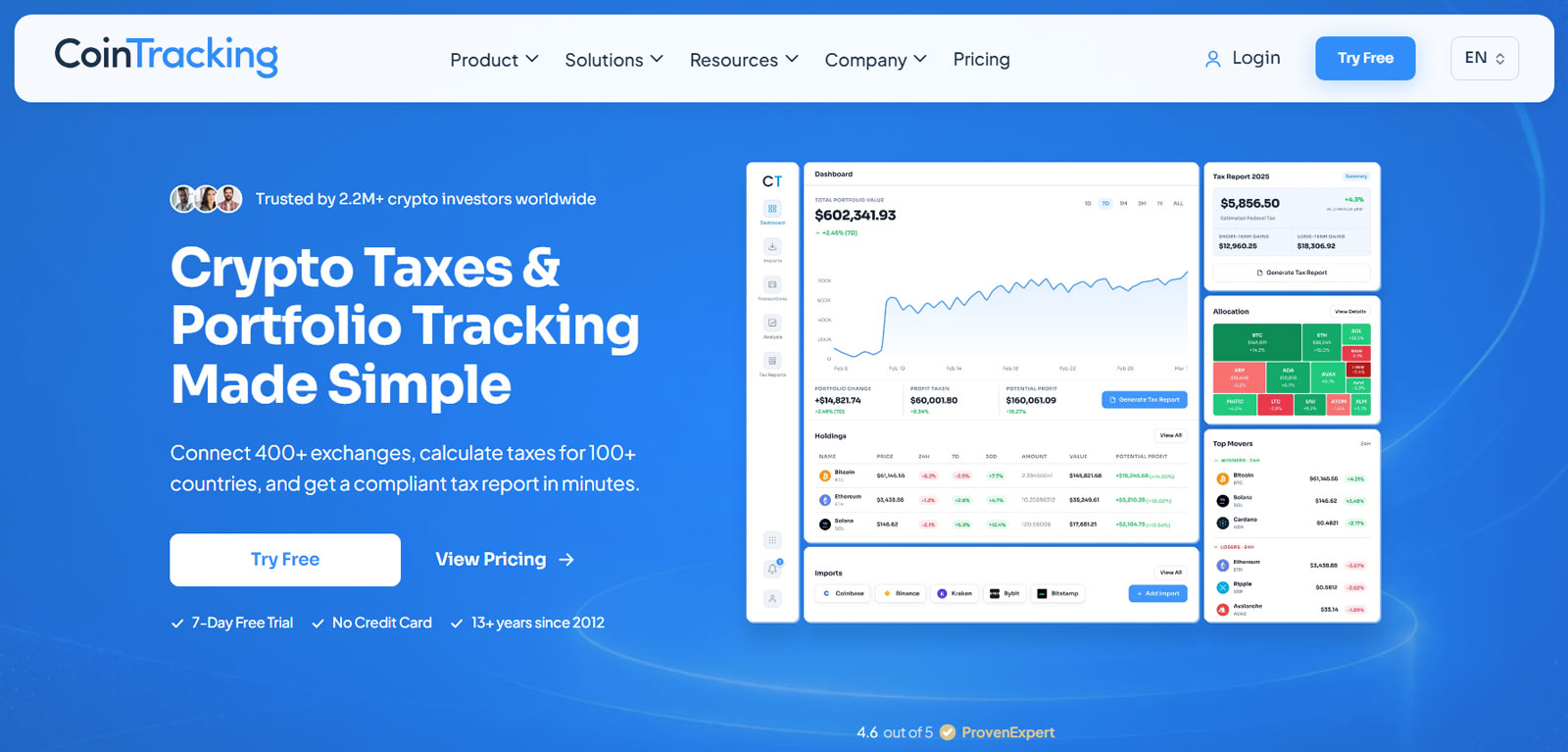 CoinTracking公式Webサイト