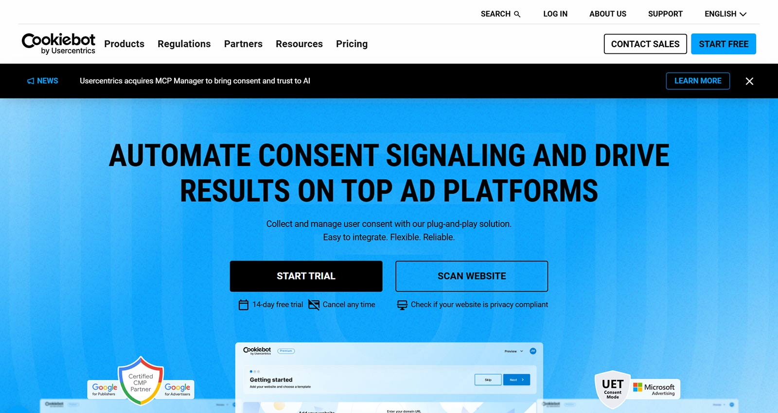 Cookiebot公式Webサイト