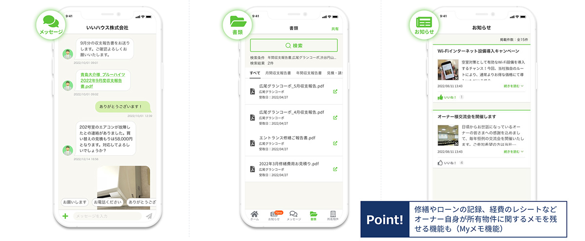 LINEと同様のチャット形式なので、操作は簡単。