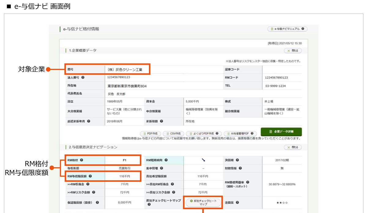 反社チェックと与信判断を一元化 イメージ