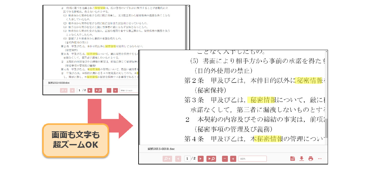 全文検索で、必要な文書にスピーディーにアクセスが可能