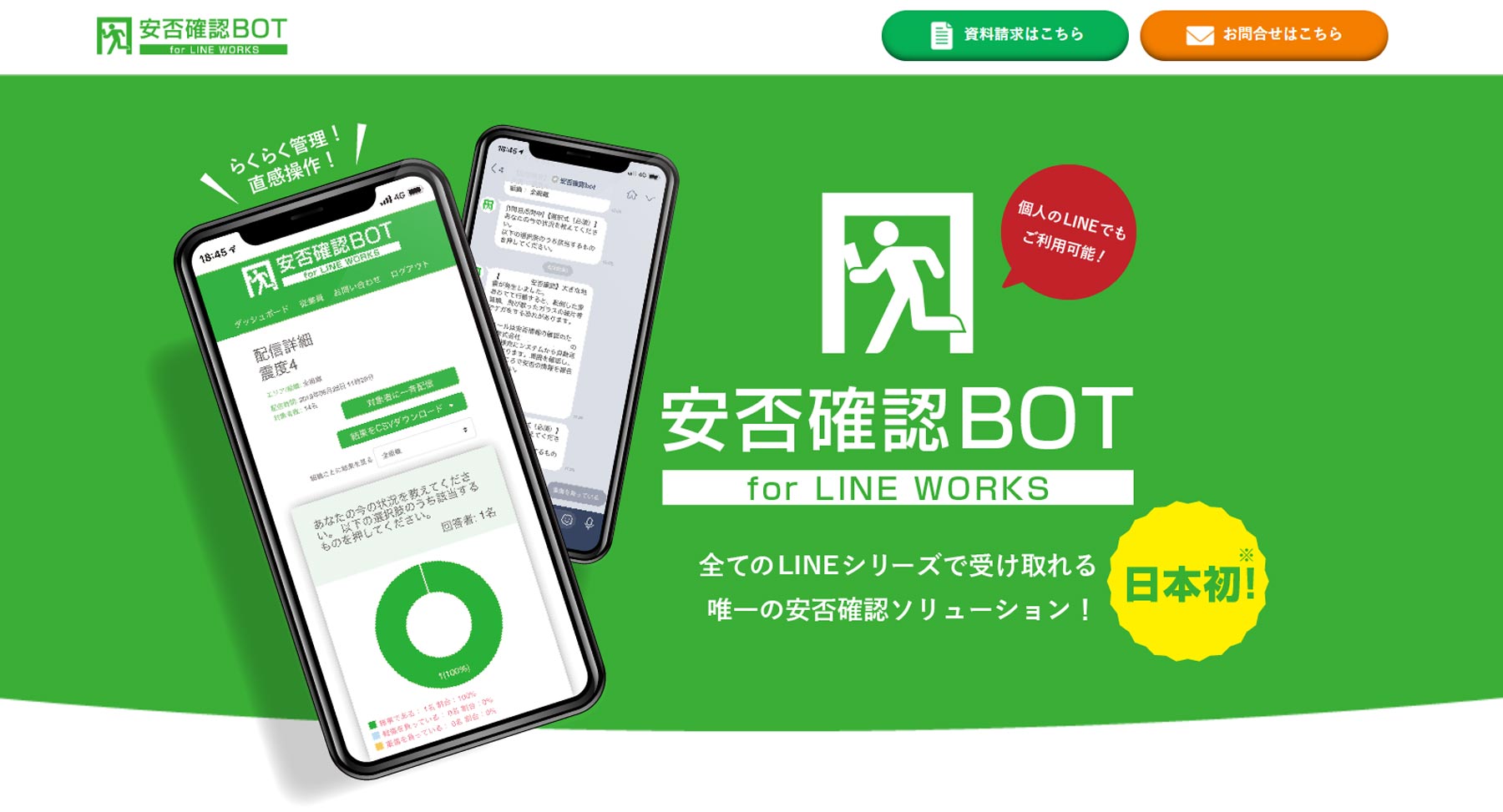 安否確認bot for LINE WORKS公式Webサイト