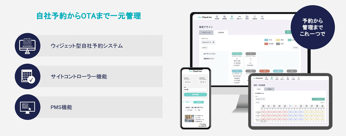 自社予約からOTAまで一元管理