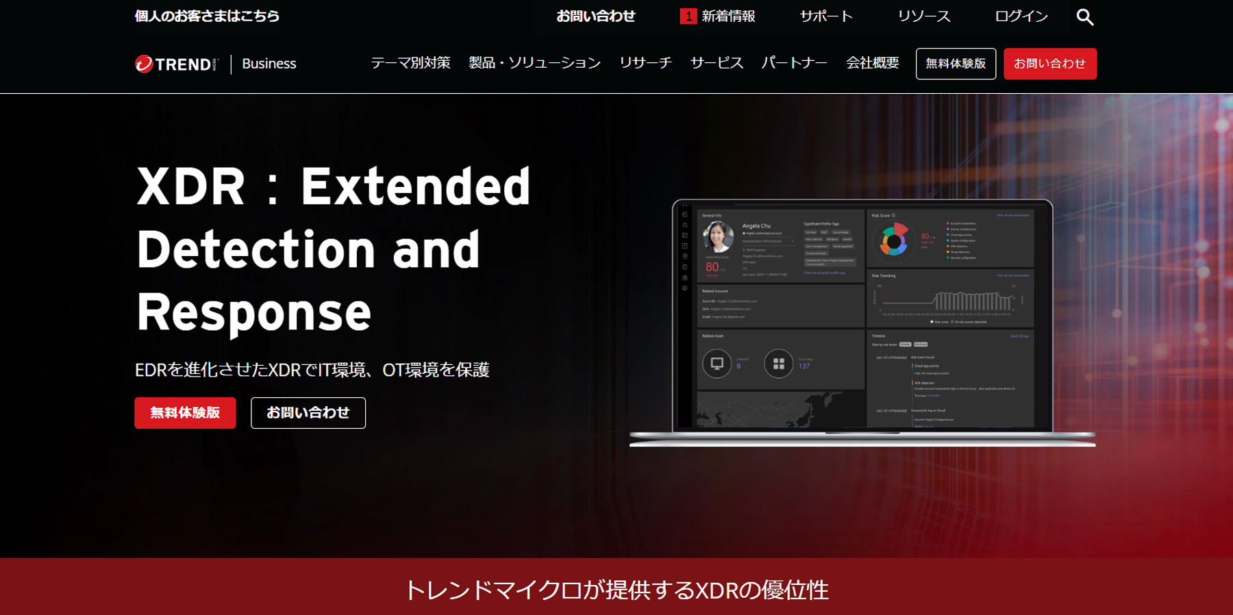 Trend Micro XDR公式Webサイト