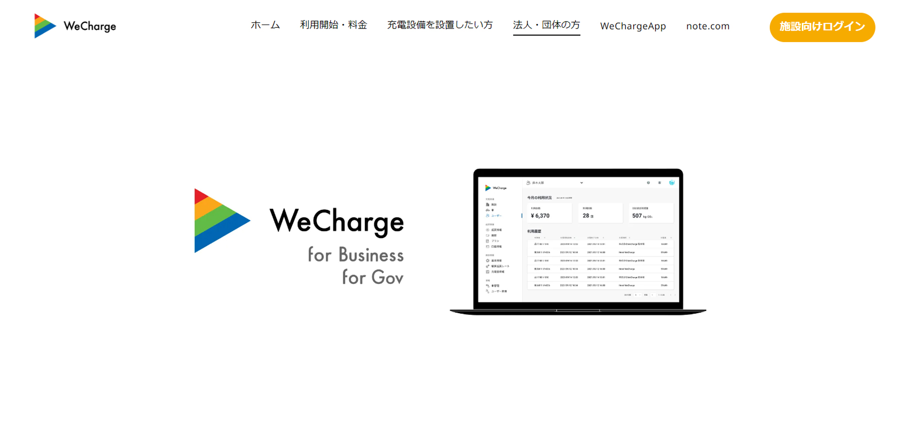 WeCharge for Business/WeCharge for Gov公式Webサイト