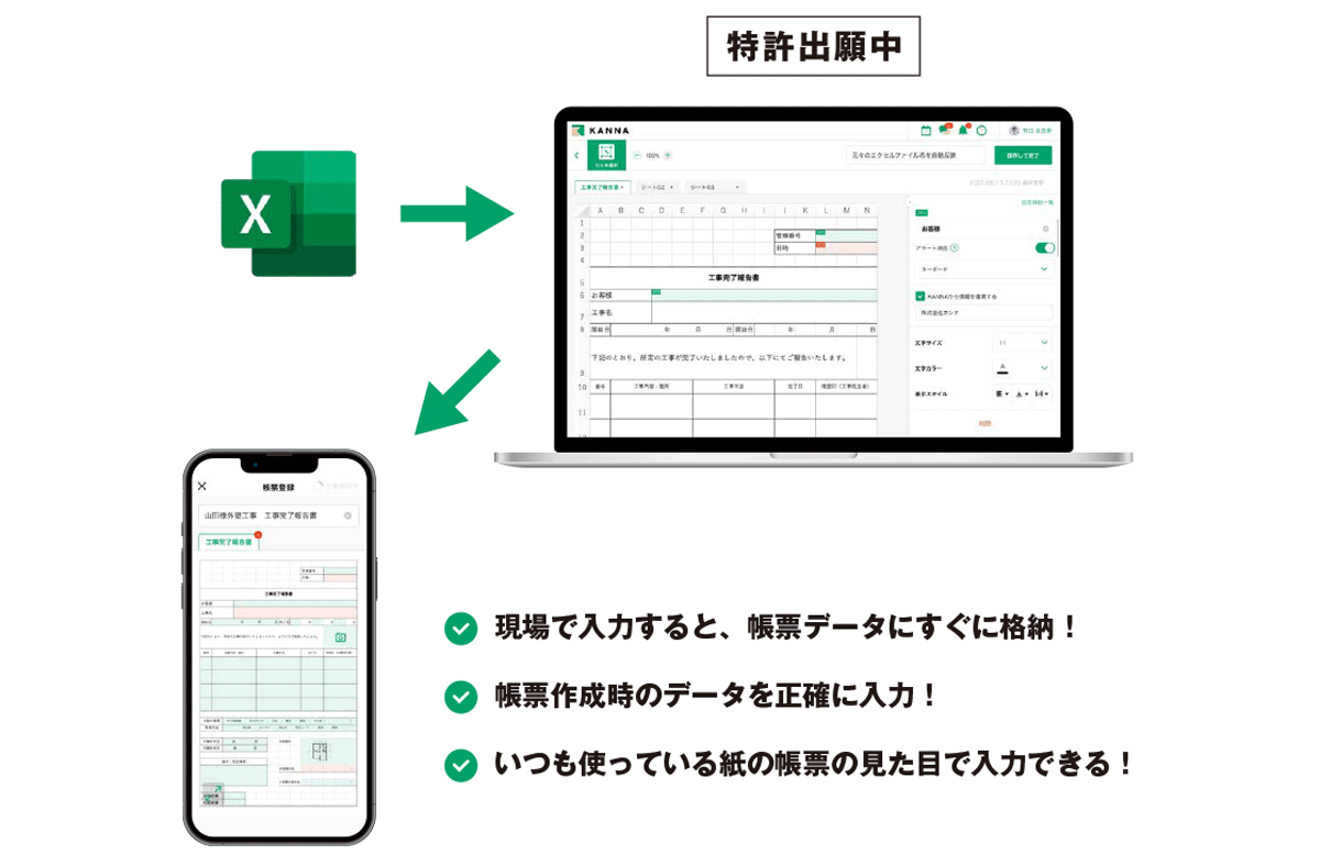 既存のExcelデータなどをベースに、企業独自の帳票テンプレート作成も可能