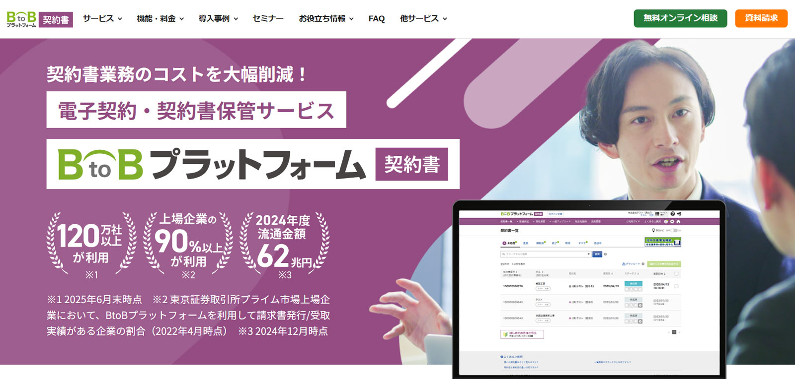 BtoBプラットフォーム 契約書 公式Webサイト