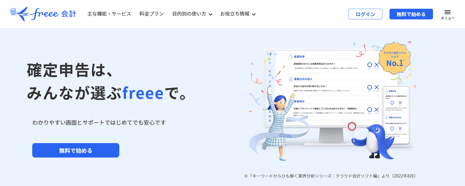 freee会計個人事業主向け公式Webサイト