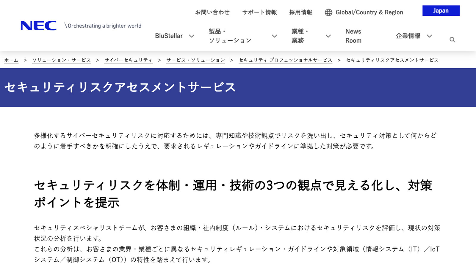セキュリティリスクアセスメントサービス公式Webサイト
