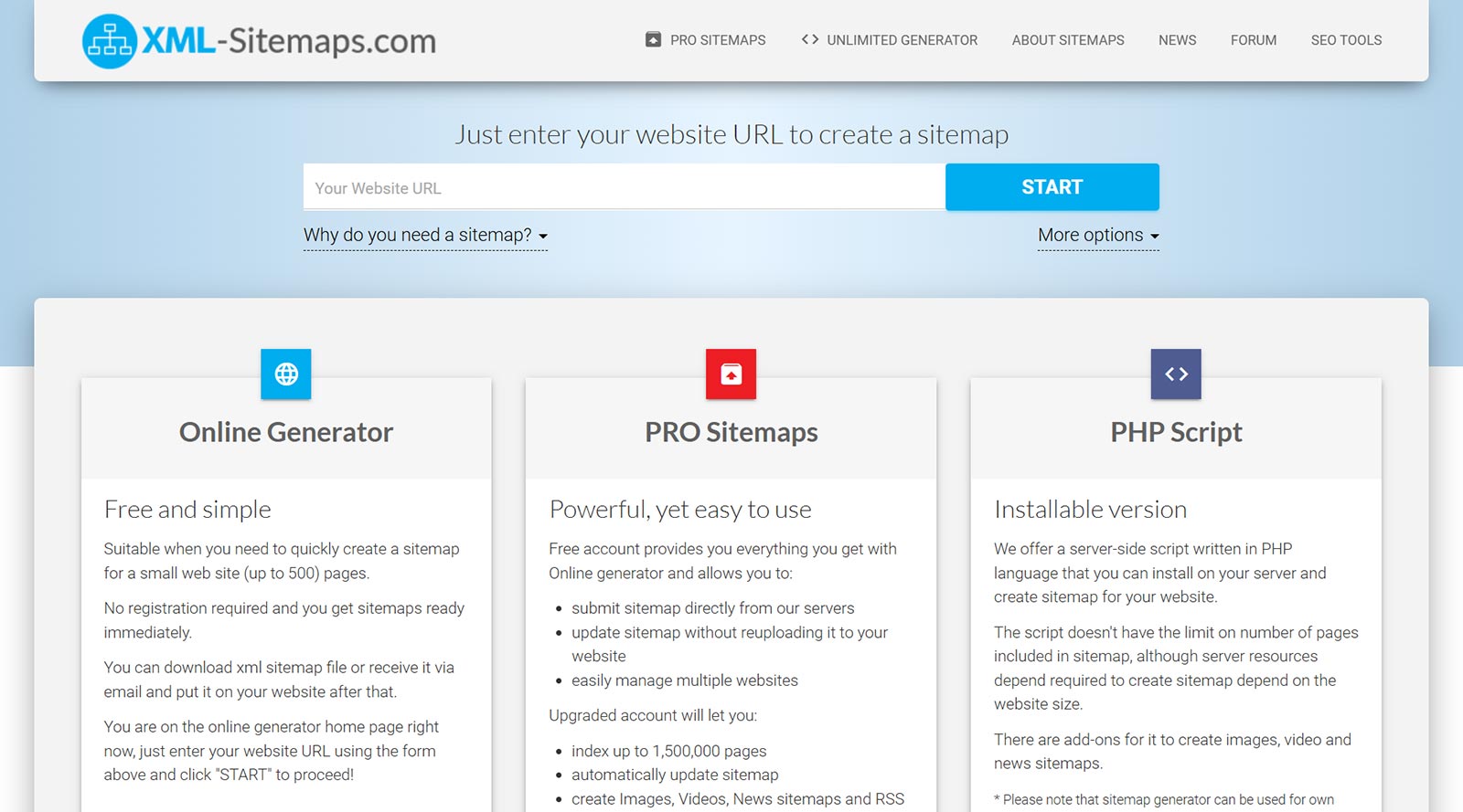 XML Sitemaps Generator公式Webサイト