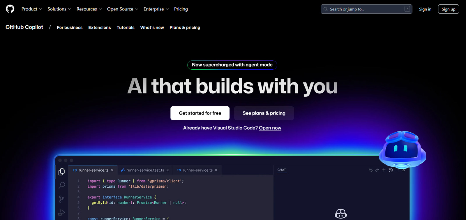 GitHub Copilot公式Webサイト