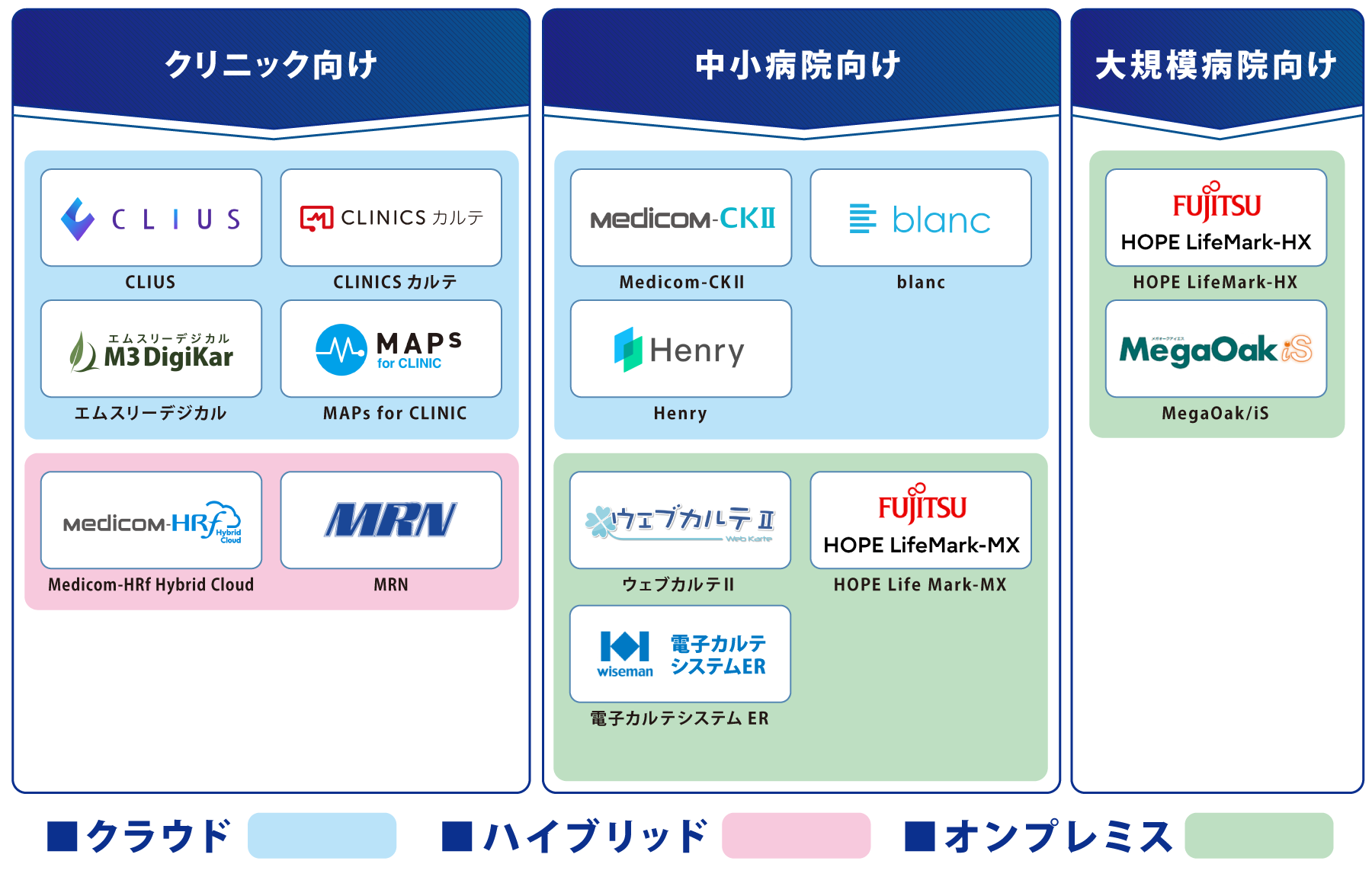 規模・タイプ別 クラウド型の電子カルテ 図解