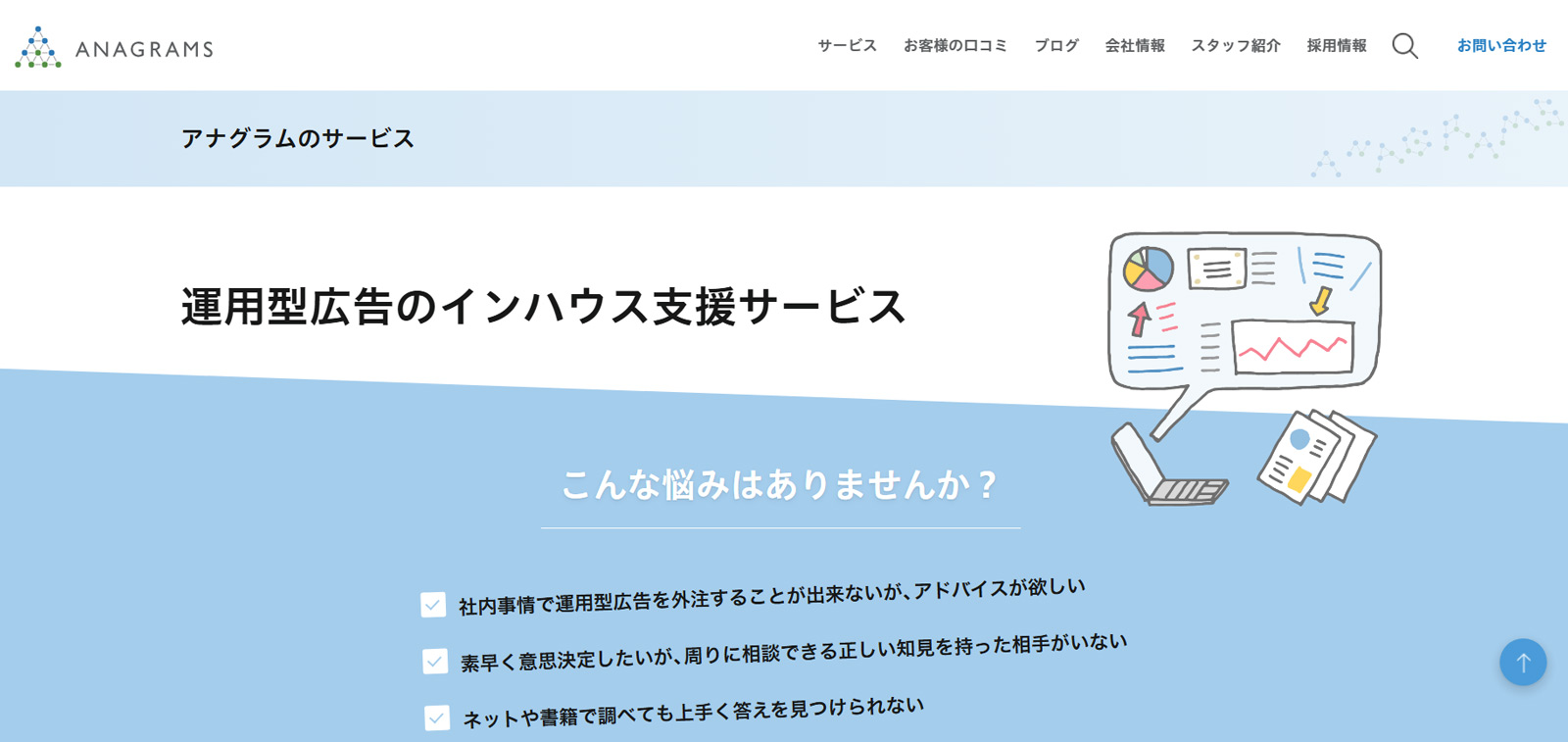 運用型広告のインハウス支援サービス公式Webサイト