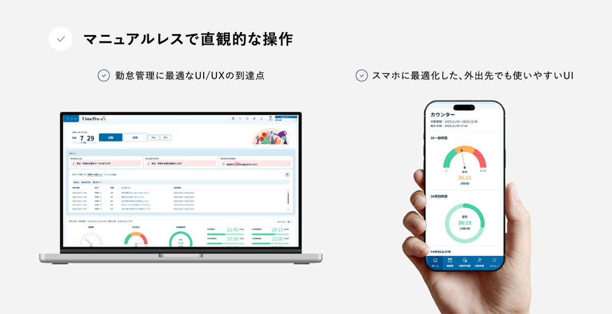 マニュアルレスで直感的な操作