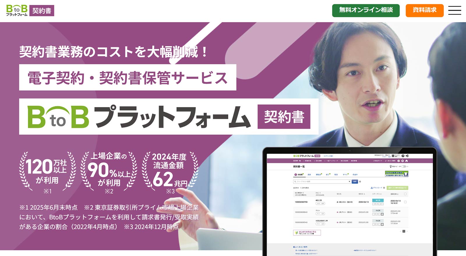 BtoBプラットフォーム 契約書公式Webサイト