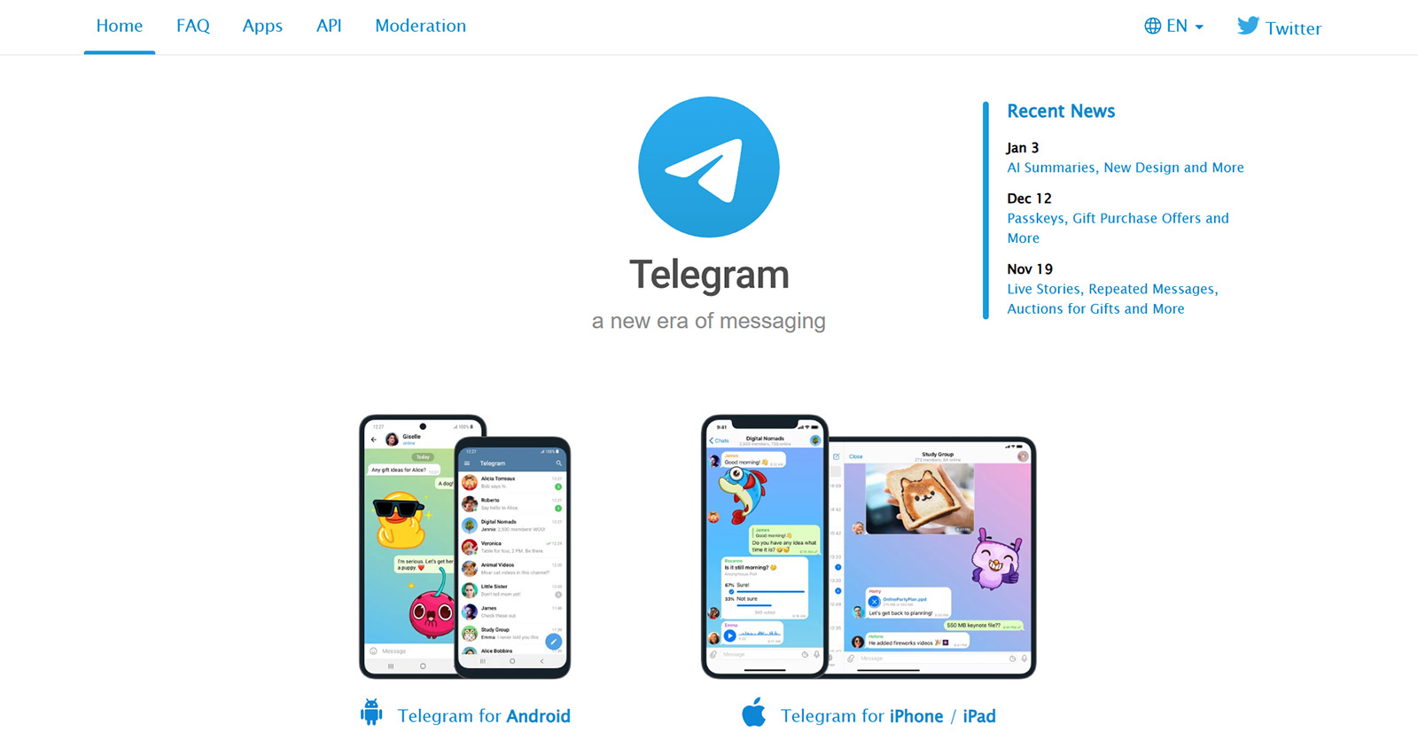 Telegram公式Webサイト