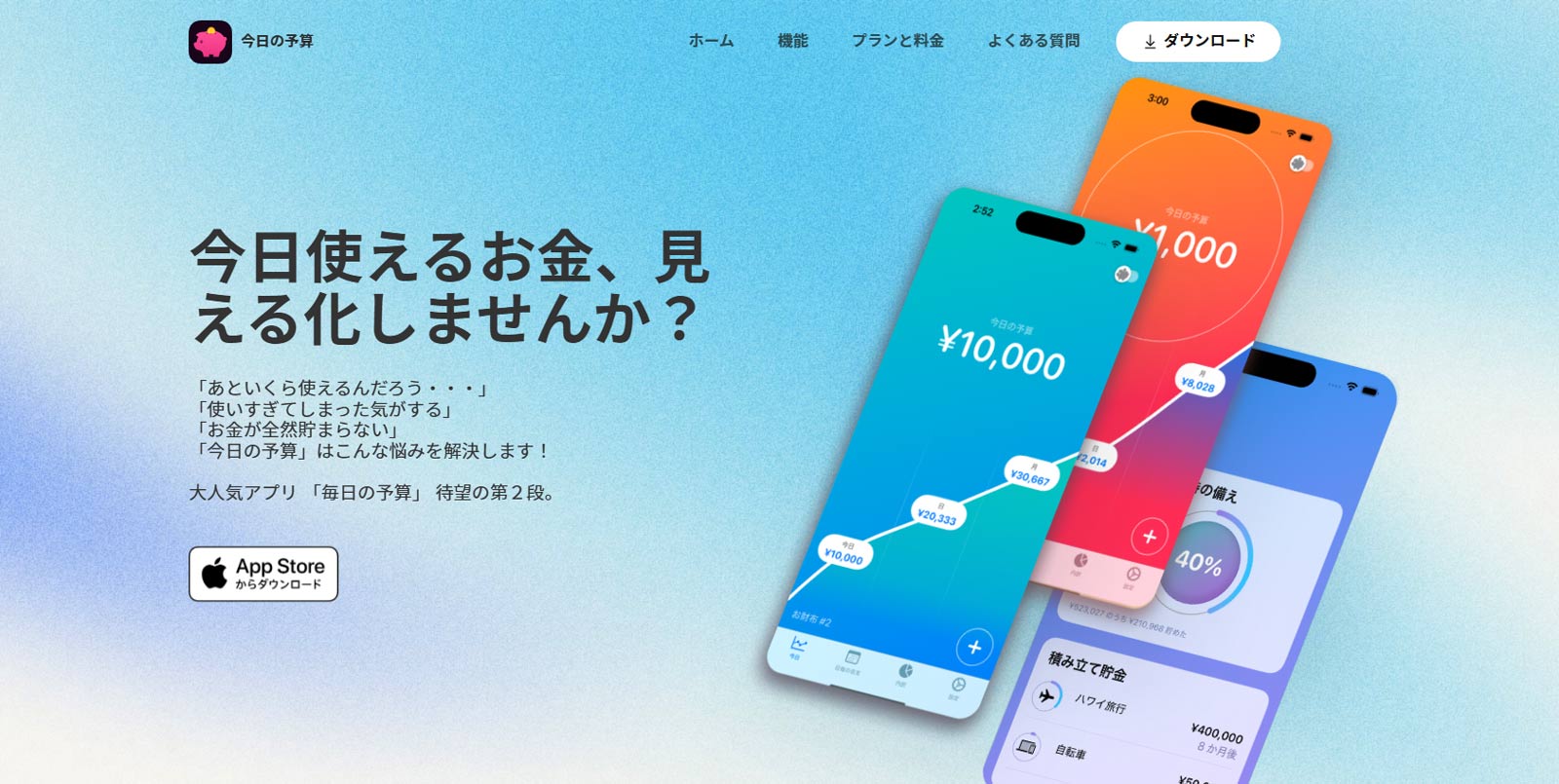 今日の予算公式Webサイト