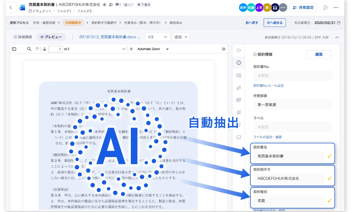 契約業務を一元化し、全社でスピーディーに共有・活用できる環境を実現
