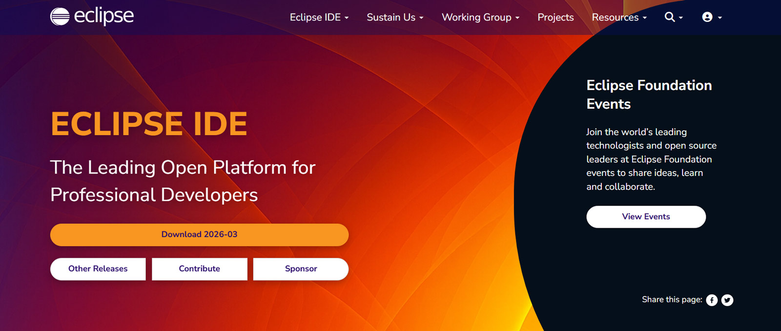 Eclipse IDE公式Webサイト