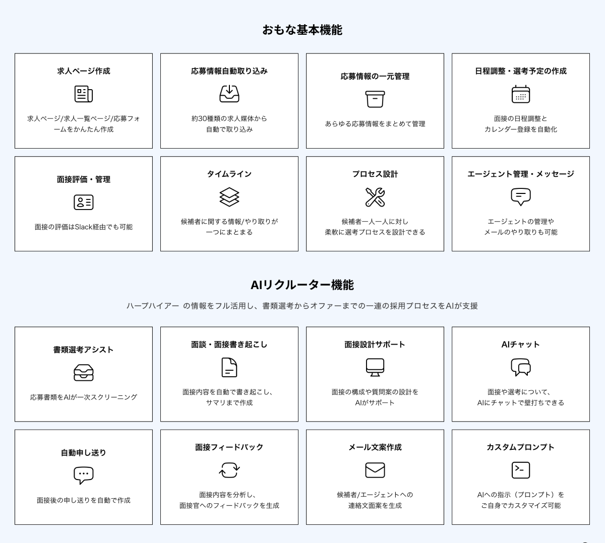 HERP Hire　主な基本機能