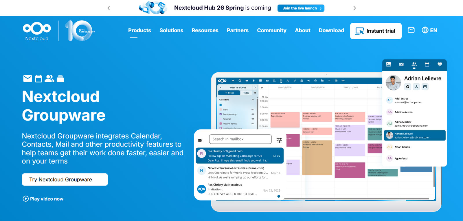 Nextcloud Groupware公式Webサイト