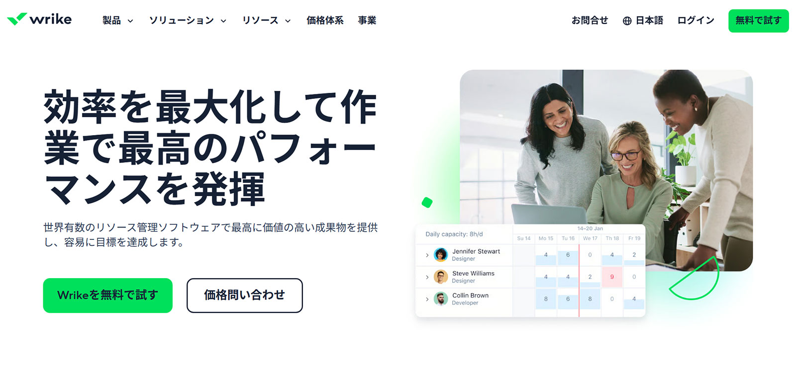 Wrike公式Webサイト
