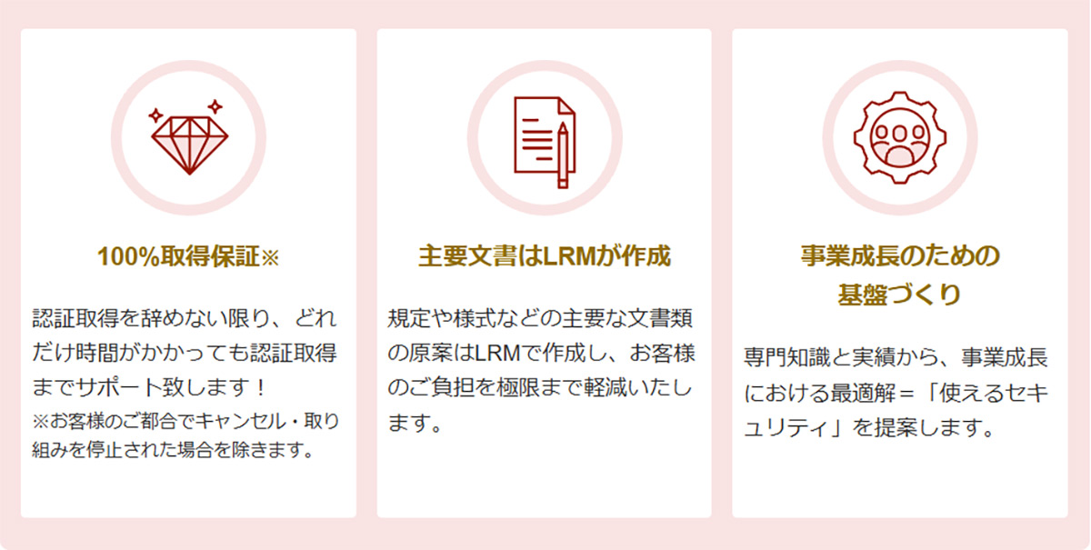 LRMのPマーク取得コンサルティングは、実用的なルール構築に強みがある支援サービスです。